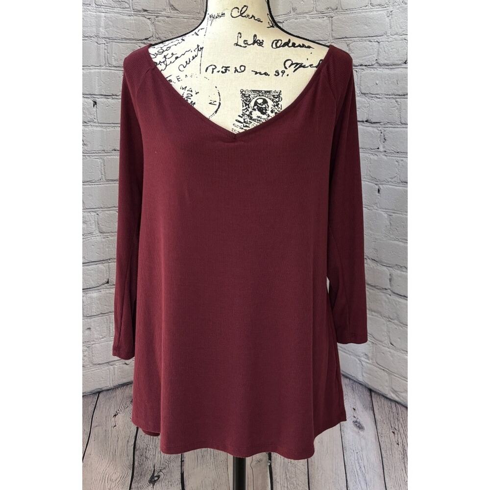 Old Navy Women’s Burgundy Double V-Neck Tunic Top (Size XXL)
